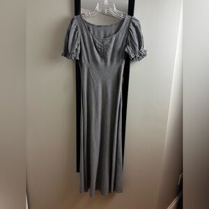 Handmade  Black and White Gingham Maxi Dress cotton blend scoop neck